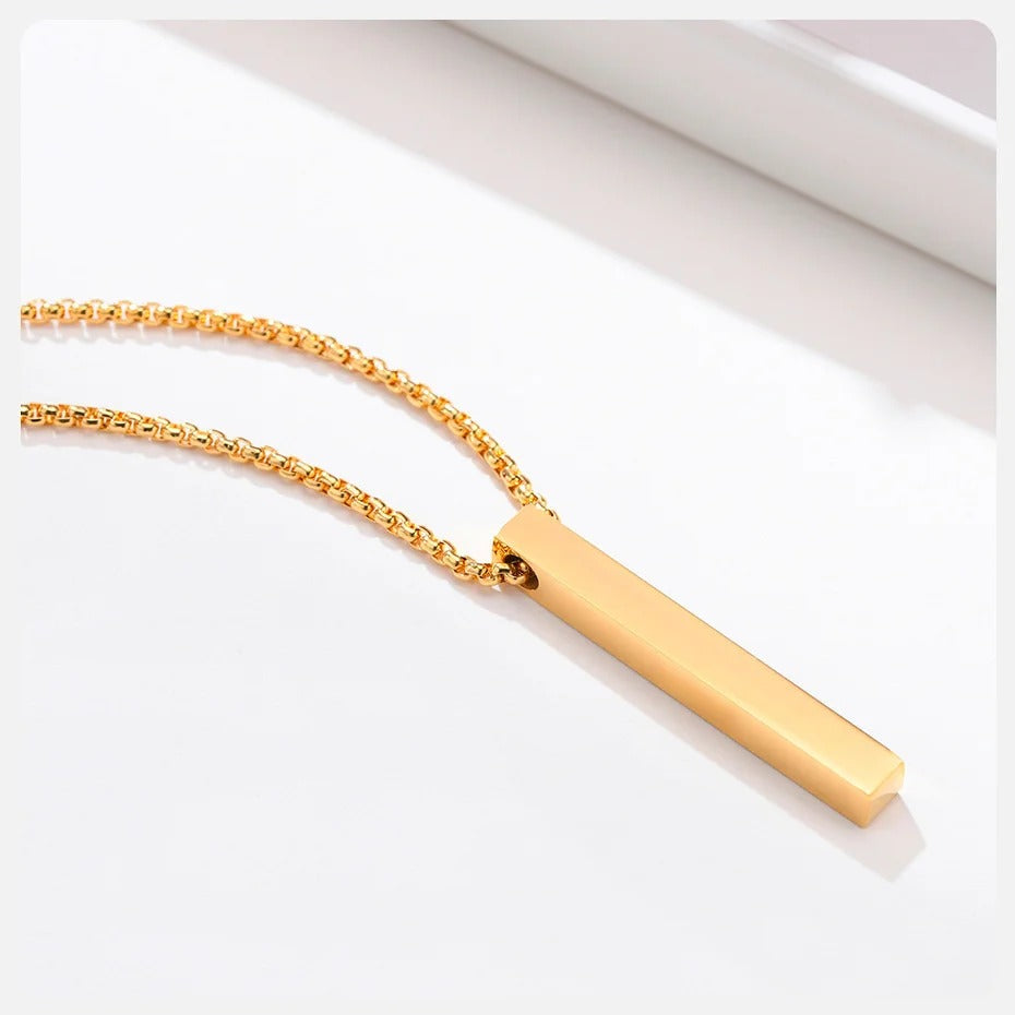 Collar Rectangular Barra Acero Inoxidable, Sutil, Unisex, Ideal Regalo