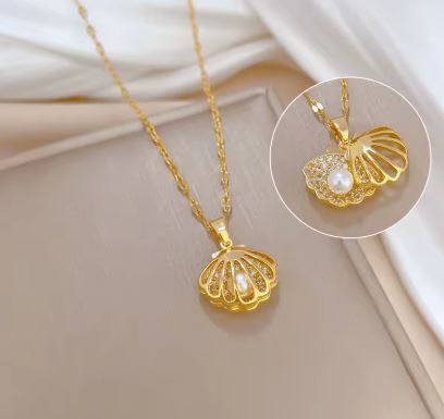 Collar Concha De Mar Perla Oro 14k para Ella
