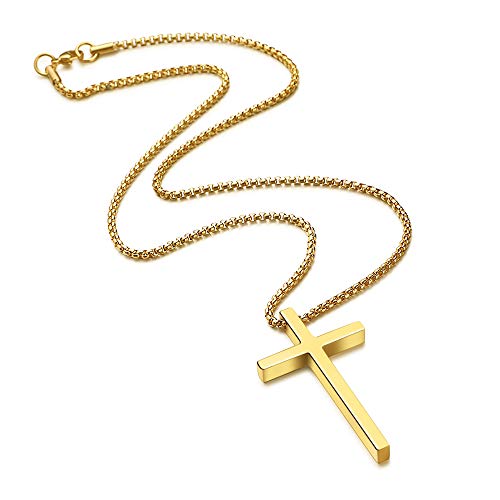 Collar Cruz Minimalista, Brillante Acero Unisex Regalo