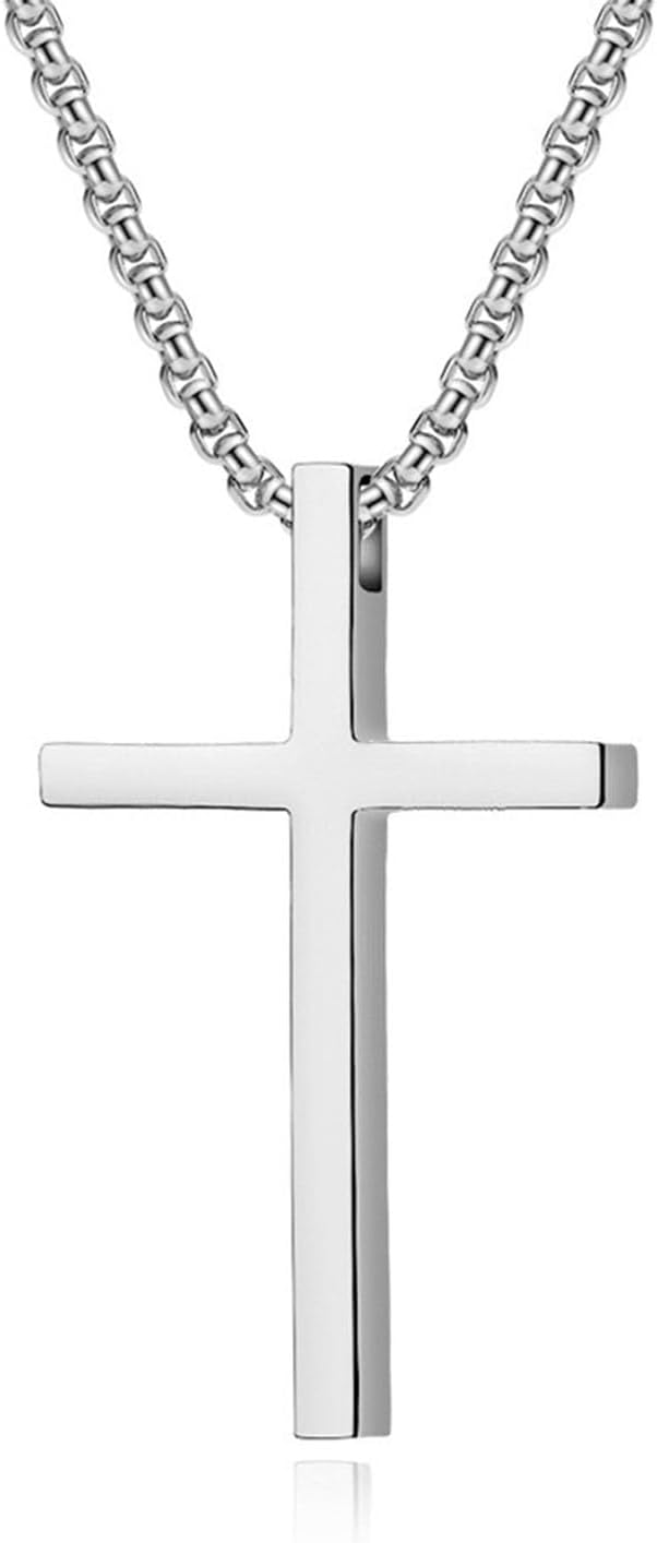 Collar Cruz Minimalista, Brillante Acero Unisex Regalo