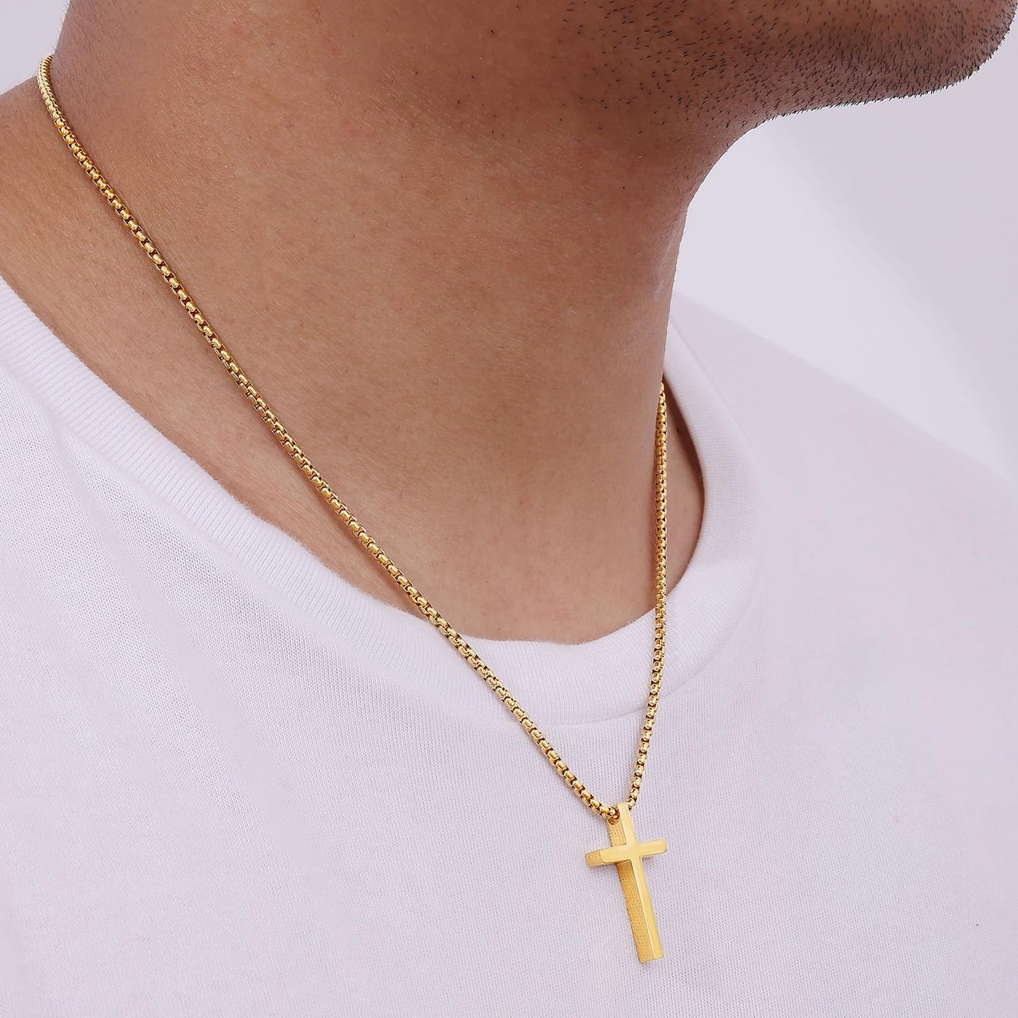Collar Cruz Minimalista, Brillante Acero Unisex Regalo