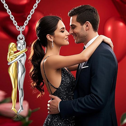Collar Pareja Abrazo Eterno Amor Infinito Acero Regalo