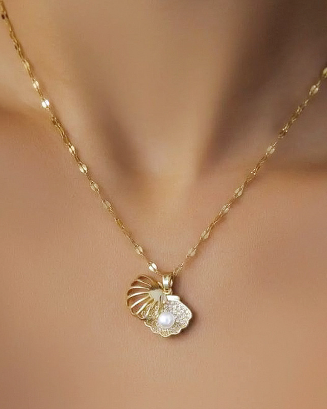 Collar Concha De Mar Perla Oro 14k para Ella