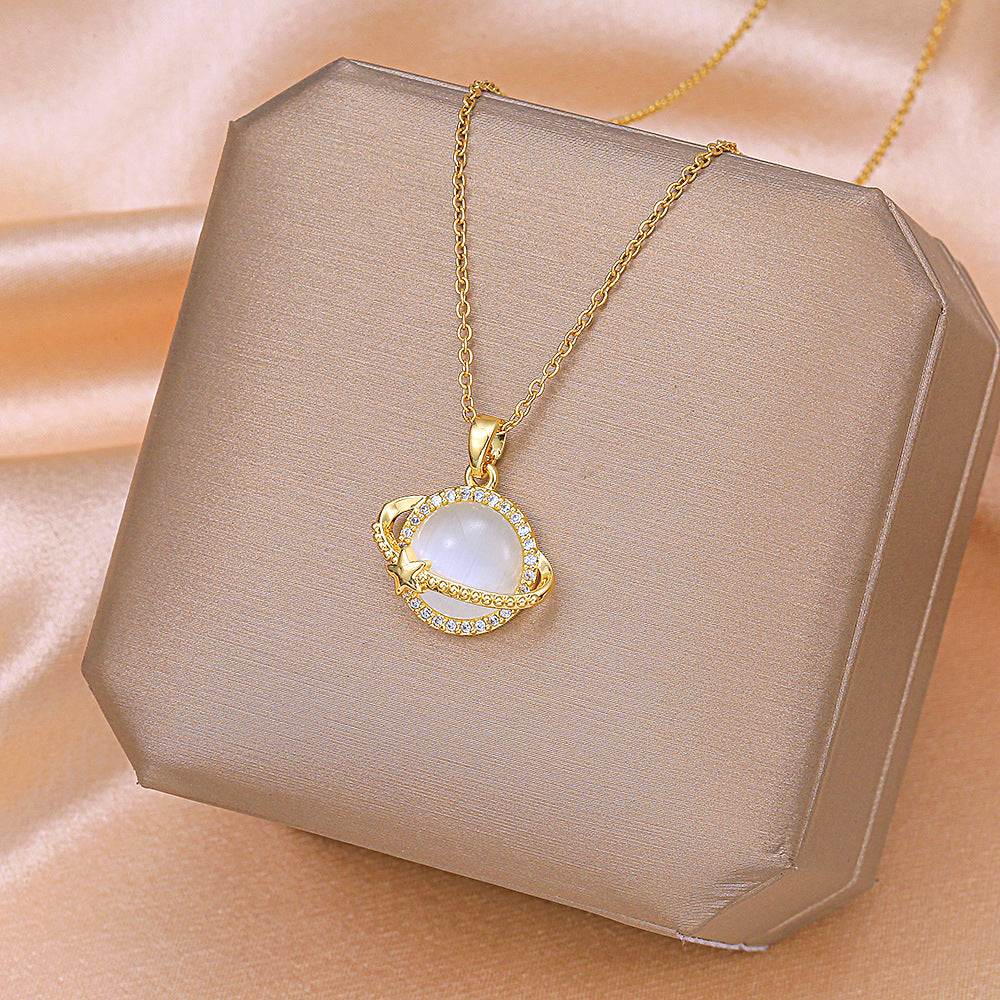 Collar Planeta Saturno para Mujeres Moderna Amantes de las Estrellas