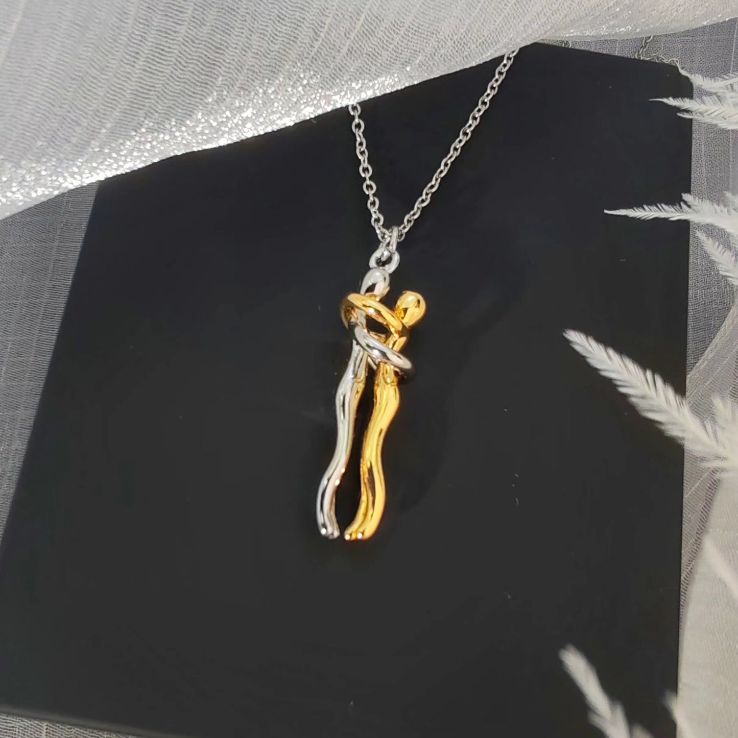 Collar Pareja Abrazo Eterno Amor Infinito Acero Regalo