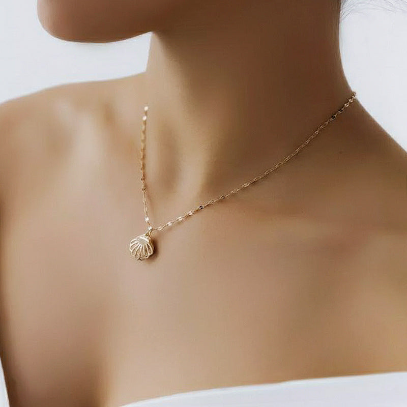 Collar Concha De Mar Perla Oro 14k para Ella