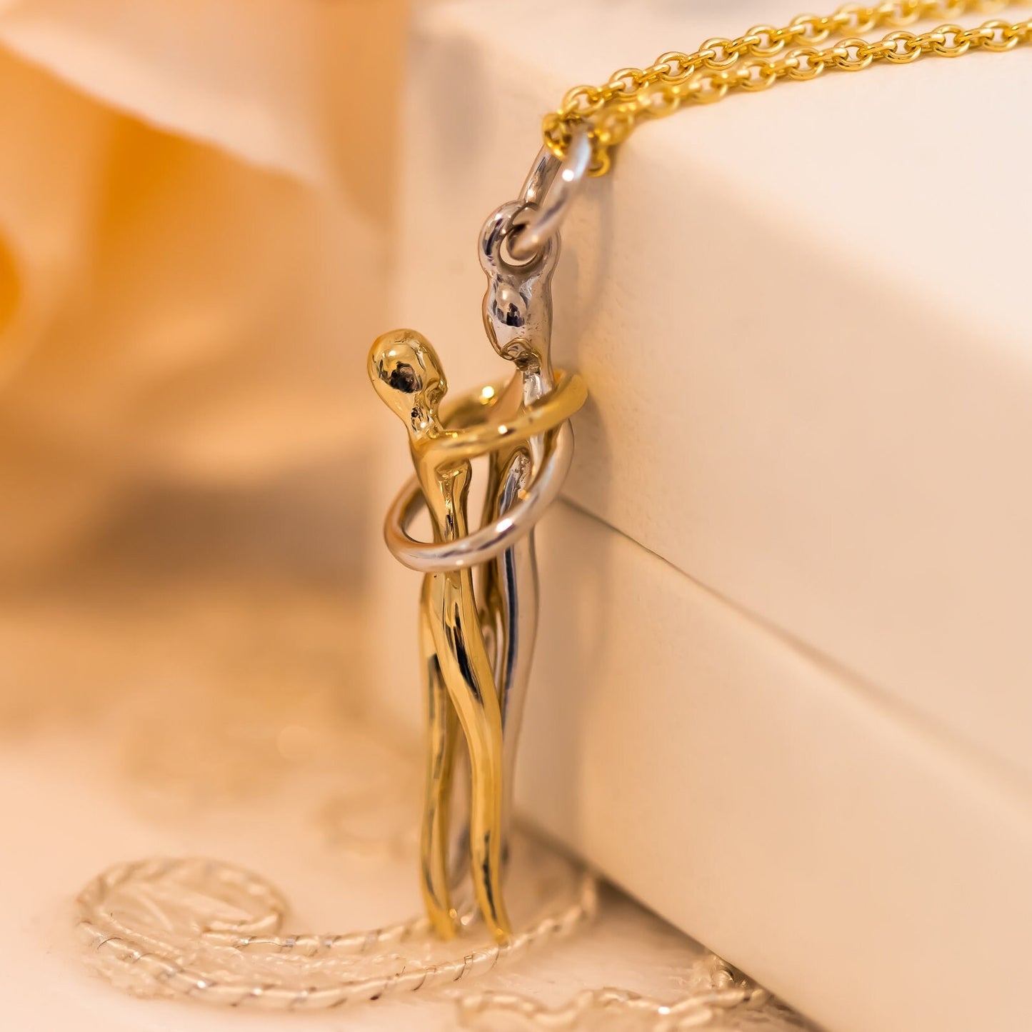 Collar Pareja Abrazo Eterno Amor Infinito Acero Regalo