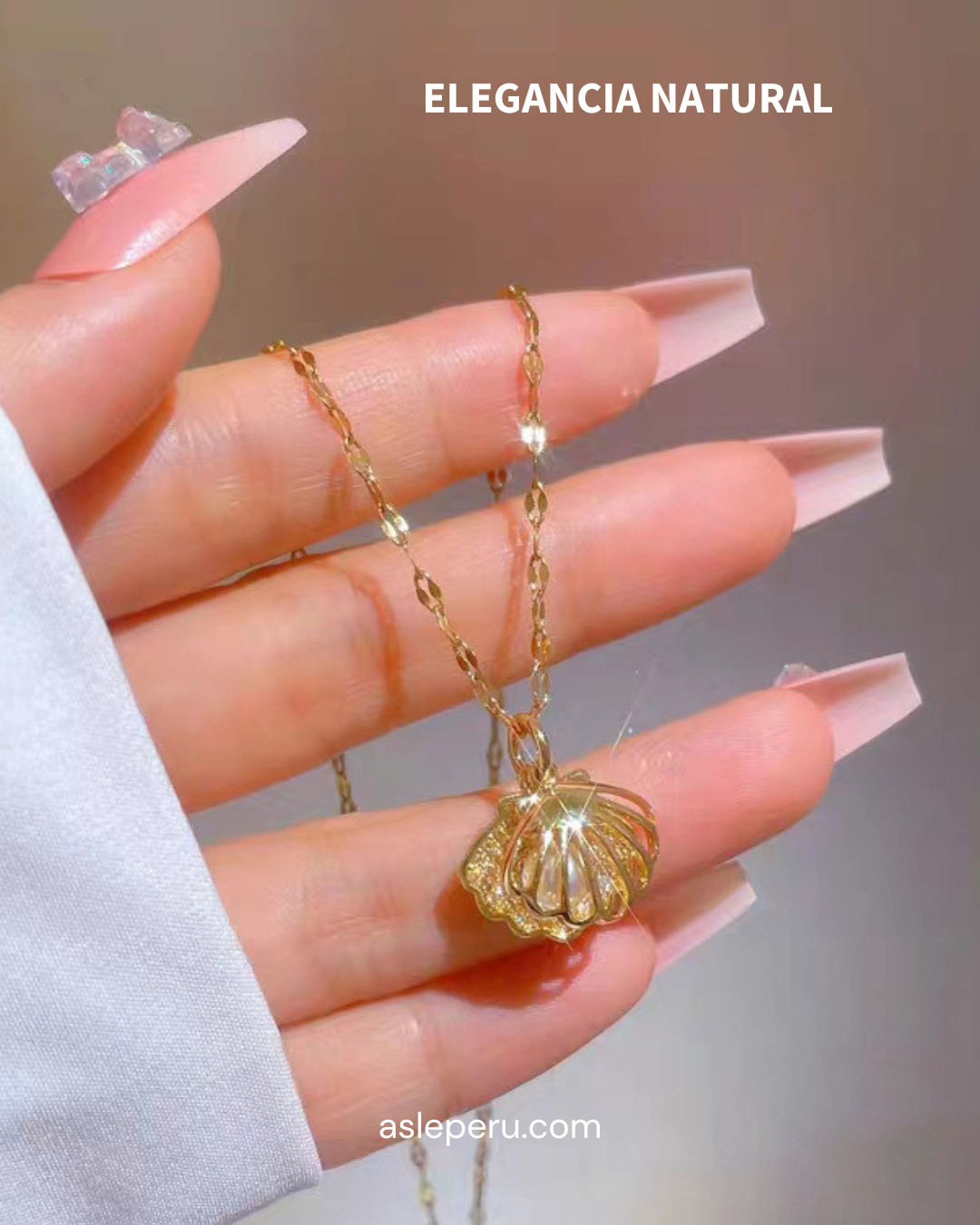 Collar Concha De Mar Perla Oro 14k para Ella