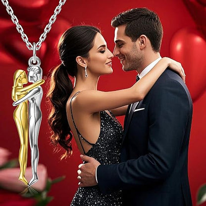 Collar Pareja Abrazo Eterno Amor Infinito Acero Regalo