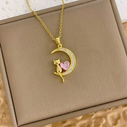 Collar Luna con Gato Regalo Mujer Exclusivo Tierno Fino Especial