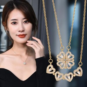 collar trébol corazón para mujer, joyería elegante, regalo perfecto