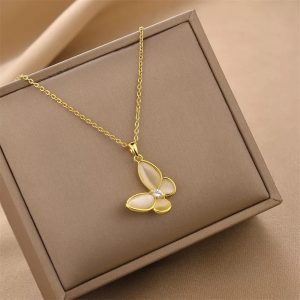 collar mariposa oro 14k regalo mujer estilo europeo