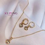 set xuping collar + aretes corazón oro 18k exclusivo regalo dorado