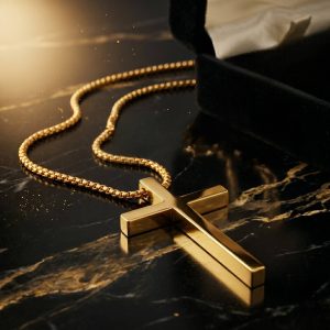 collar cruz minimalista, brillante acero unisex regalo