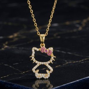 encanto collar kitty: un toque de dulzura en oro 14k