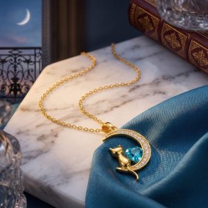 collar luna con gato regalo mujer exclusivo tierno fino especial