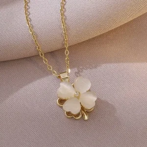 Collar Trébol Cuatro Hojas Forma De Corazón Antiestrés Exclusivo