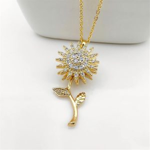 Collar Girasol Con Tallo Giratorio Acero Dorado